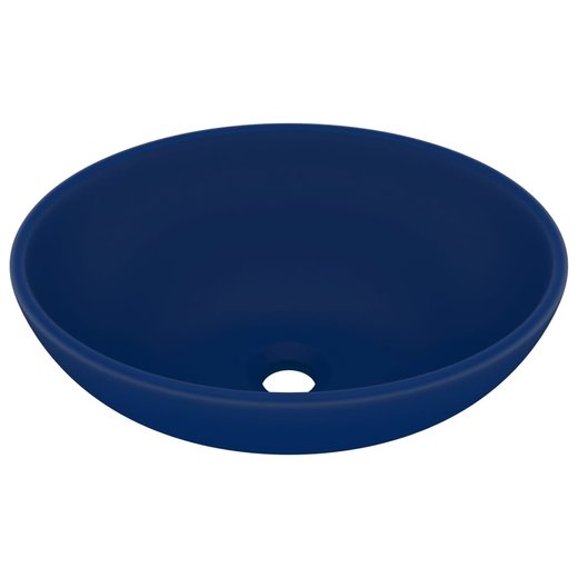 Luxurises Ovales Waschbecken Matt Dunkelblau 40x33 cm Keramik