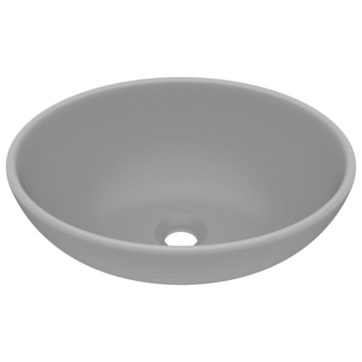 Luxurises Ovales Waschbecken Matt Hellgrau 40x33 cm Keramik