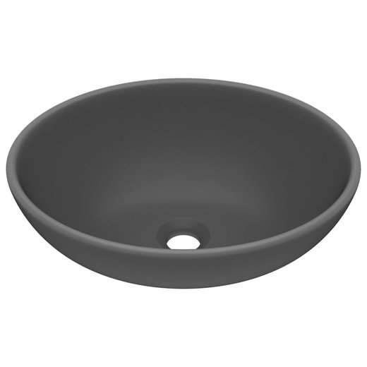 Luxurises Ovales Waschbecken Matt Dunkelgrau 40x33 cm Keramik