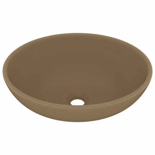 Luxurises Ovales Waschbecken Matt Creme 40x33 cm Keramik