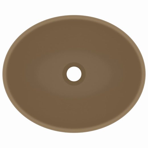 Luxurises Ovales Waschbecken Matt Creme 40x33 cm Keramik