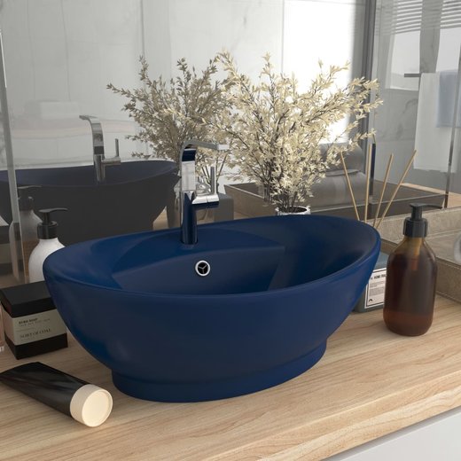 Luxus-Waschbecken berlauf Matt Dunkelblau 58,5x39cm Keramik