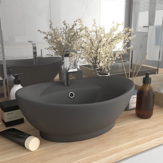 Luxus-Waschbecken berlauf Matt Dunkelgrau 58,5x39cm Keramik