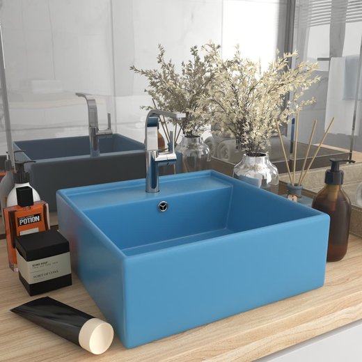 Luxus-Waschbecken berlauf Quadratisch Matt Hellblau 41x41 cm