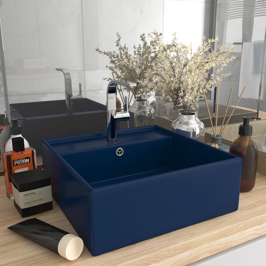 Luxus-Waschbecken berlauf Quadratisch Matt Dunkelblau 41x41 cm