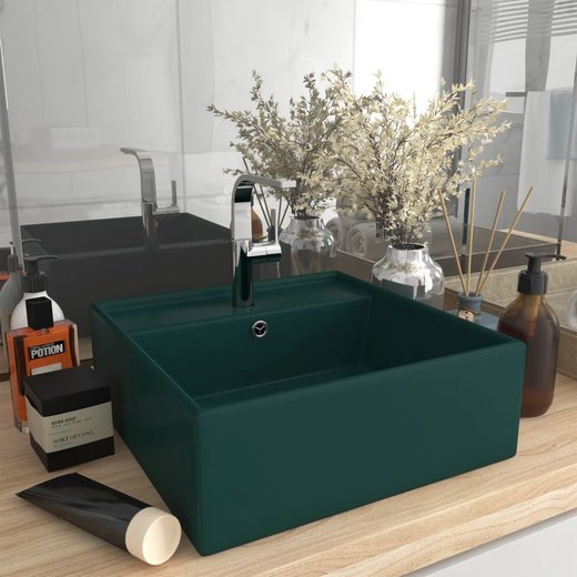Luxus-Waschbecken berlauf Quadratisch Matt Dunkelgrn 41x41 cm