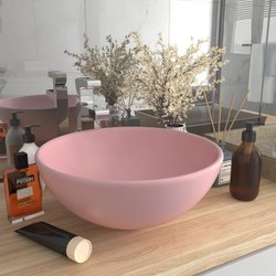 Luxus-Waschbecken Rund Matt Rosa 32,5x14 cm Keramik