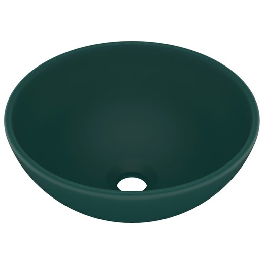 Luxus-Waschbecken Rund Matt Dunkelgrn 32,5x14 cm Keramik