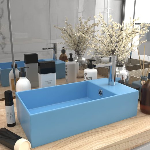 Badezimmer-Waschbecken mit berlauf Keramik Hellblau