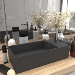 Badezimmer-Waschbecken mit berlauf Keramik Dunkelgrau