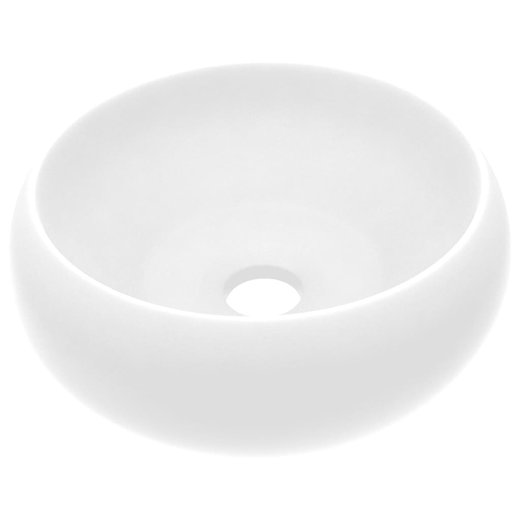 Luxurises Waschbecken Rund Matt Wei 40x15 cm Keramik