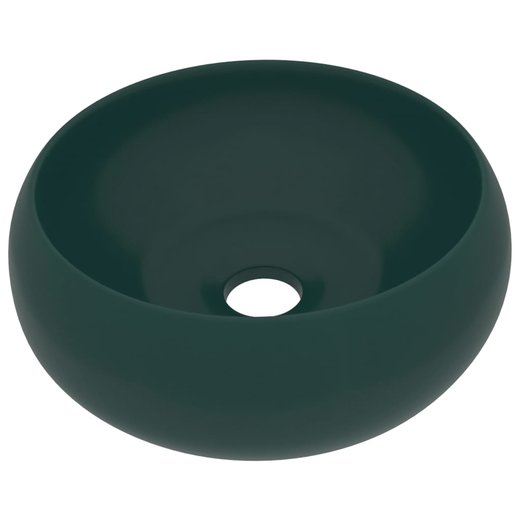 Luxurises Waschbecken Rund Matt Dunkelgrn 40x15 cm Keramik