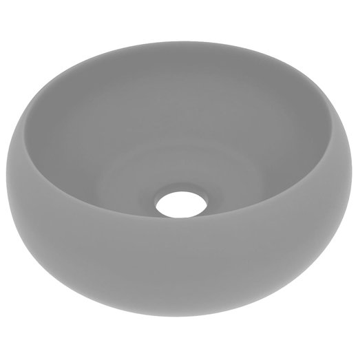 Luxurises Waschbecken Rund Matt Hellgrau 40x15 cm Keramik