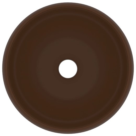Luxurises Waschbecken Rund Matt Dunkelbraun 40x15 cm Keramik