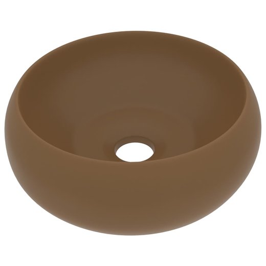 Luxurises Waschbecken Rund Matt Creme 40x15 cm Keramik