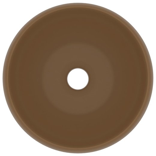 Luxurises Waschbecken Rund Matt Creme 40x15 cm Keramik