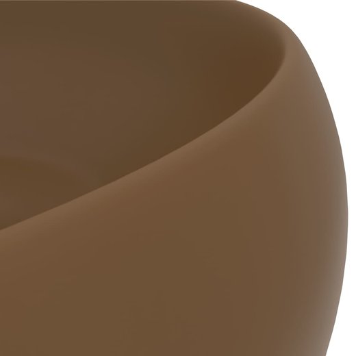Luxurises Waschbecken Rund Matt Creme 40x15 cm Keramik