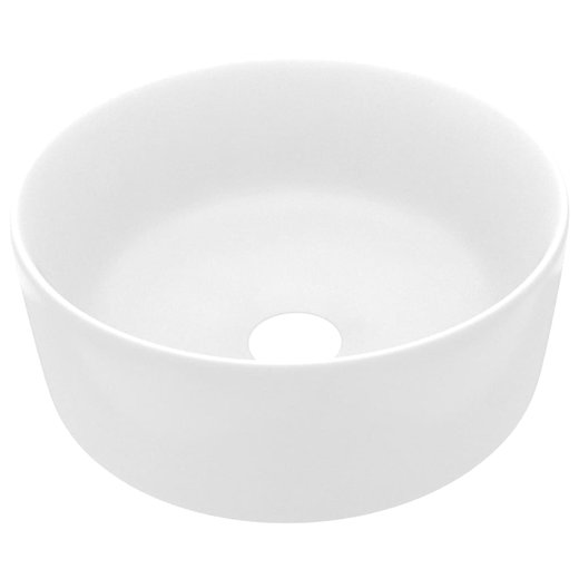 Luxurises Waschbecken Rund Matt Wei 40x15 cm Keramik