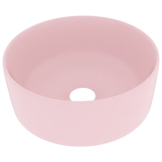 Luxurises Waschbecken Rund Matt Rosa 40x15 cm Keramik