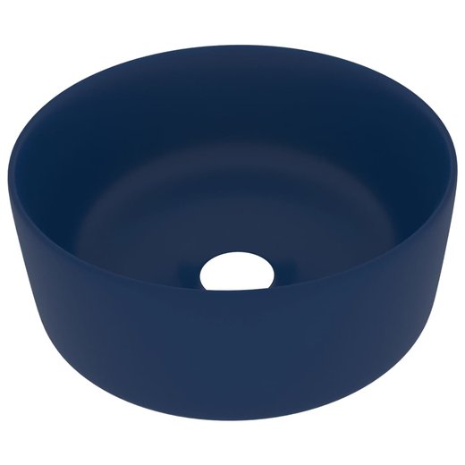 Luxurises Waschbecken Rund Matt Dunkelblau 40x15 cm Keramik
