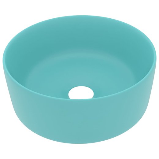 Luxurises Waschbecken Rund Matt Hellgrn 40x15 cm Keramik