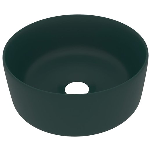 Luxurises Waschbecken Rund Matt Dunkelgrn 40x15 cm Keramik