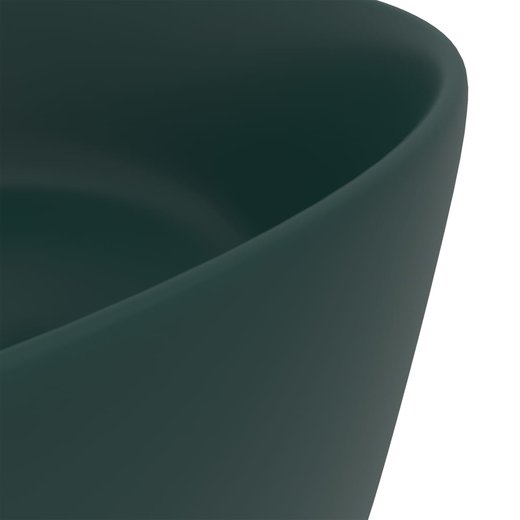 Luxurises Waschbecken Rund Matt Dunkelgrn 40x15 cm Keramik
