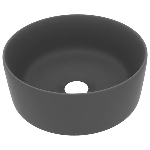 Luxurises Waschbecken Rund Matt Dunkelgrau 40x15 cm Keramik
