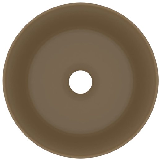 Luxurises Waschbecken Rund Matt Creme 40x15 cm Keramik