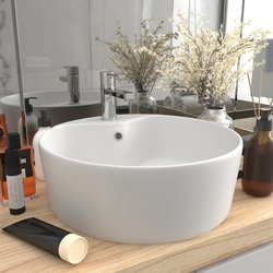 Luxus-Waschbecken mit berlauf Matt-Wei 36x13 cm Keramik
