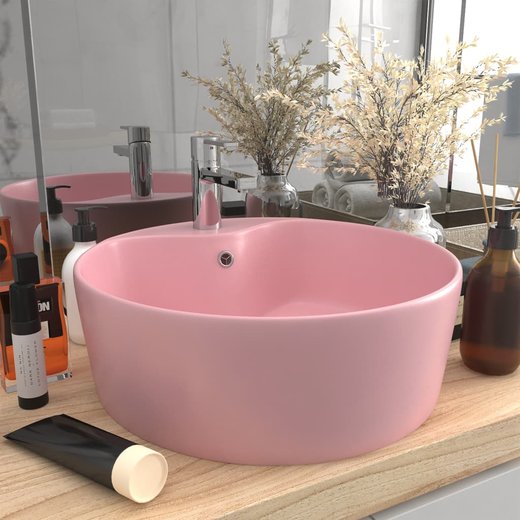 Luxus-Waschbecken mit berlauf Matt Rosa 36x13 cm Keramik