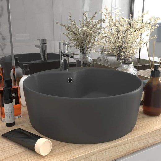 Luxus-Waschbecken mit berlauf Matt Dunkelgrau 36x13 cm Keramik