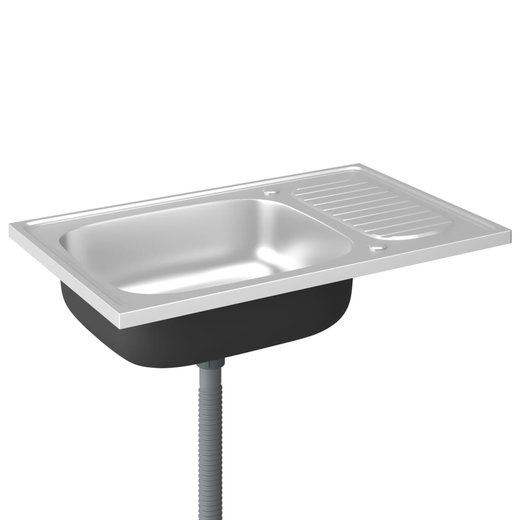 Kchensple mit Abtropfset Silbern 800x500x155 mm Edelstahl