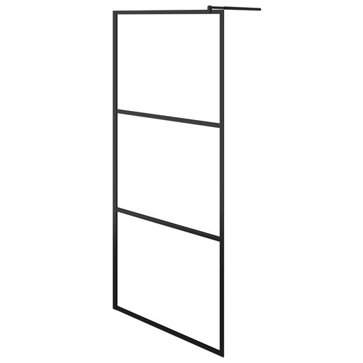 Duschwand fr Begehbare Duschen ESG-Klarglas Schwarz 100x195 cm