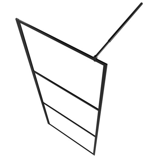 Duschwand fr Begehbare Duschen ESG-Klarglas Schwarz 100x195 cm