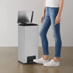 Mlleimer mit Pedal Anti-Fingerabdruck 30 L Silbern...