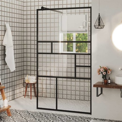 Duschwand fr Begehbare Dusche mit Klarem ESG Glas 90x195 cm