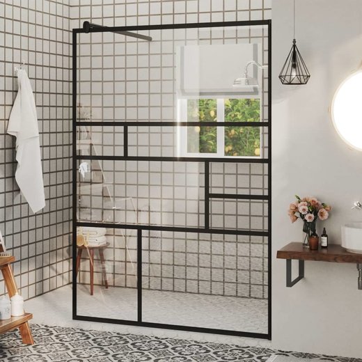 Duschwand fr Begehbare Dusche mit Klarem ESG Glas 115x195 cm