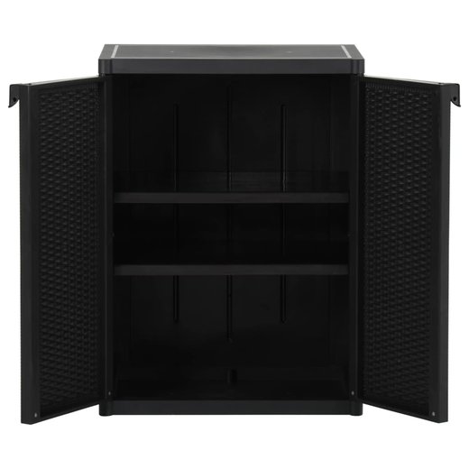 Gartenschrank Schwarz 65x45x88 cm PP Rattan