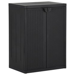 Gartenschrank Schwarz 65x45x88 cm PP Rattan