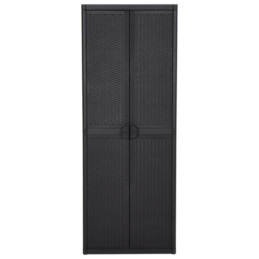 Gartenschrank Schwarz 65x45x172 cm PP Rattan