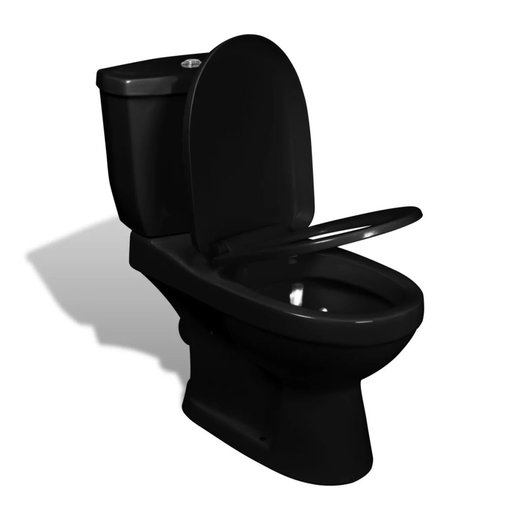 Toilette mit Splkasten Schwarz