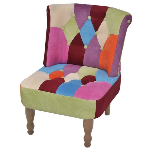 Franzsischer Sessel 2 Stk. Patchwork-Design Stoff
