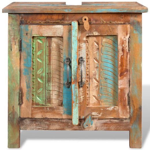 Badmbel Waschbeckenunterschrank mit Spiegel Massivholz
