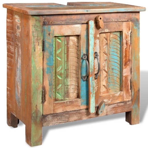 Badmbel Waschbeckenunterschrank mit Spiegel Massivholz