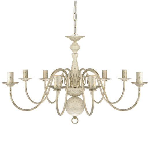 Metall-Kronleuchter Wei Antik 8 x E14 Glhbirnen