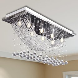 Weie Deckenlampe mit funkelnden Glasperlen 8 x G9 29 cm