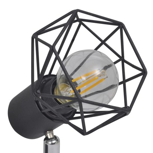 Deckenstrahler Industrie-Stil Drahtgestell + 2 LED-Glhlampen schwarz