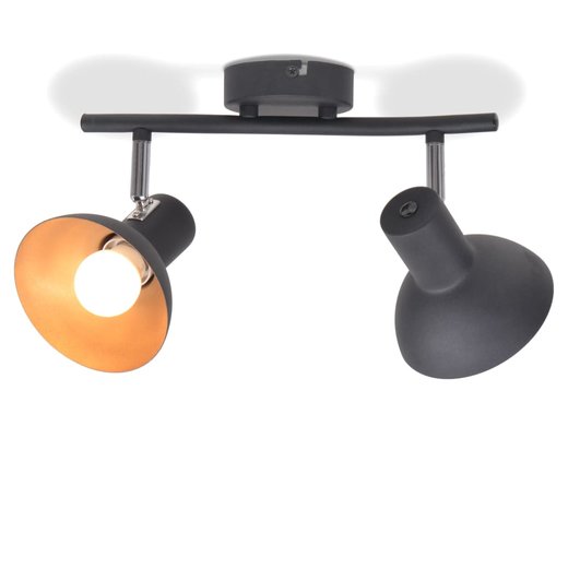Deckenlampe fr 2 Glhbirnen E27 Schwarz und Gold