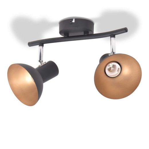 Deckenlampe fr 2 Glhbirnen E27 Schwarz und Gold